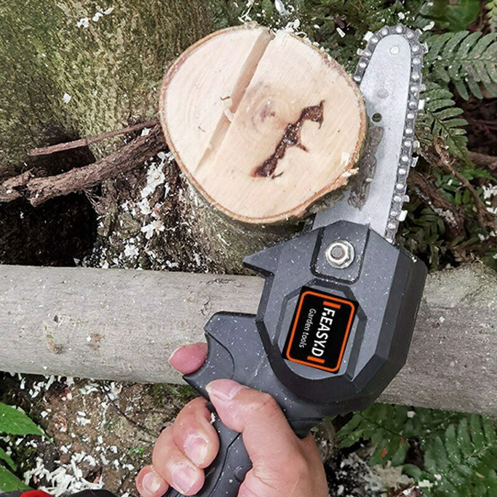 4-Inch Cordless Electric Chainsaw with Rechargeable Battery Portable Handheld Electric Saw for Tree Branch Wood Cutter