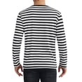 thumbnail image 3 of Camisetas de manga larga de estilo CHIC para hombres, patrón a rayas, cuello redondo, ajuste regular, camisetas de pullover 2XL en negro y blanco, 3 of 6