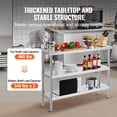 thumbnail image 3 of VEVOR Stainless Steel Food Prep Table, 14 x 48 x 34 Inch Commercial Kitchen Worktable, with 2 Adjustable Undershelf, Heavy Duty Prep Table Metal Work Table for BBQ, Kitchen, Home, and Garage, 3 of 9