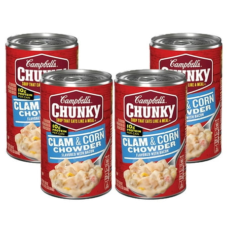 (4 Pack) Campbell's Chunky Clam & Corn Chowder with Bacon, 18.8