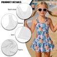 thumbnail image 4 of DISNIMO Monstera Pineapple Print Girls Swimsuit One Piece Skirted Bathing Suit Sleeveless Hawaiian Summer Swim Dress for Girls, 4 of 8
