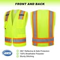 thumbnail image 4 of ProtectX High Visibility Reflective Safety Vest for Men Women Hi Vis Work Construction Vest with Pockets Class 2 Neon Green 3X-Large, 4 of 7