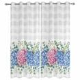 thumbnail image 4 of Outdoor Curtains for Patio Waterproof Hydrangea Flower Indoor/Outdoor Curtain Tiebacks Eucalyptus Leaf Grey Plaid Privacy Sun Block Grommet Drapes for Pergolas Gazebo Porch 2 Panel 54x108 Inch, 4 of 9