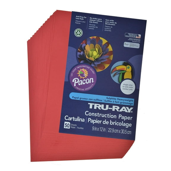 Sulphite Construction Paper red, 9 in. x 12 in., 50 sheets (pack of 6)