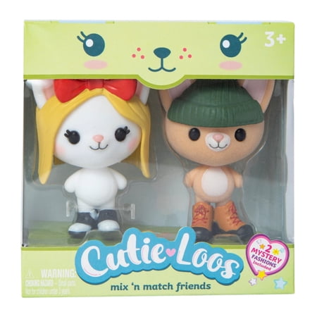 Cutie Loos mix and match friends Paislee and Cal with 2 mystery fashions