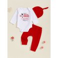 thumbnail image 5 of Hirigin Baby Boy My First Valentine's Day Outfits Long Sleeve Romper Bodysuit Top Pants Hat 3 Piece Clothes Set, 5 of 9
