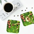 thumbnail image 4 of Honeii Cactus And Succulents Print Leather Coaster Set of 4, Ideal for Safeguarding Your Furniture from Drinks Spills and Effortless Cleanup-Square, 4 of 6