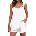 thumbnail image 1 of Yuyuzo Womens Lounge Sets Two Piece Square Neck Tank Tops Wide Leg Shorts with Pockets Matching Outfits, 1 of 7