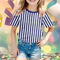thumbnail image 2 of Ruiwill Toddler Boys Casual Tshirts Size 13-14 Years Stripe Print Short Sleeve Crew Neck Girl Tops Casual Summer Boy T Shirts Dark Blue, 2 of 4