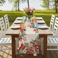 thumbnail image 4 of Table Runners 72 Inches Long Dress Scarves, Cardinal Bird Farmhouse Kitchen Table Runner, Coffee Tablerunners, Pine Cones Poinsettia Berry Floral Beige 16x72 Inch, 4 of 9