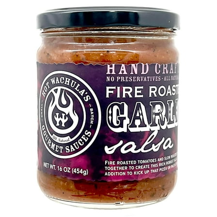 Pack of 6, Hot Wachulas Fire Roasted Medium Garlic Salsa, 16 oz