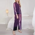 thumbnail image 4 of Kll Thunderstorm Violet Purple Print Women'S Long Sleeve Pajamas With Pants Sleepwear Loungewear 2 Set-Small, 4 of 9