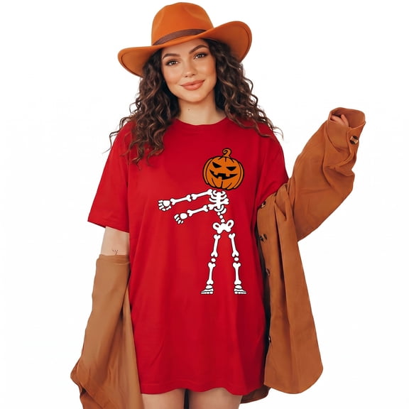 Pointing Pumpkin Skeleton Halloween T-Shirt, Funny Skeleton with Pumpkin Head Tee, Spooky Season Meme Shirt for Men, Halloween Gift