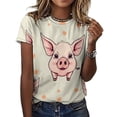 thumbnail image 3 of A Pig with Wings T-Shirt O Neck Retro Print Big Size T-Shirts Short Sleeve Tees Womens Pretty Design, 3 of 5