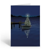 Boating  Christmas Cards - Christmas Tree Boat Christmas Card - 18 Boat Christmas Cards & Envelopes - 60043