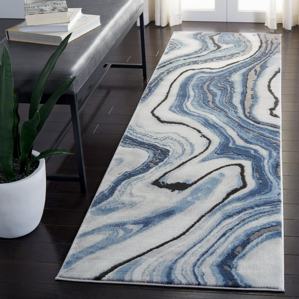 Safavieh Craft Clytie Modern Abstract Rug Blue/Grey 2'3" x 16' Runner