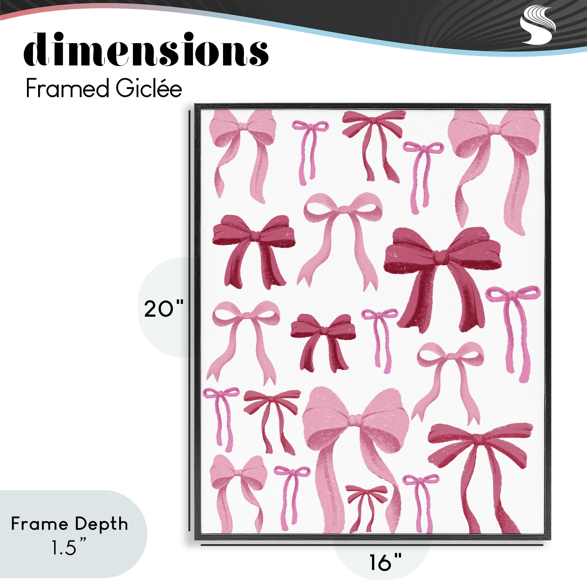 Stupell Industries Bows All Over Pink & Red Black Framed Giclee Art, design by Marcus Prime