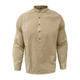 thumbnail image 3 of Long Sleeve Shirts for Men, Men's Button Down Long Sleeve Shirts Shirts Beach Casual Regular Fit Band Collar Shirts Men, 3 of 7