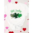 thumbnail image 4 of Casual Women'S Summer Short Sleeve Crew Neck T-Shirt, Polyester, Slight Stretch, Knit Fabric, 180g/m², with Four-Leaf Clover Print for Women, 4 of 6