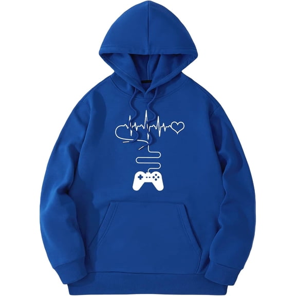 Men's Graphic Drawstring Pullover Hoodies, Long Sleeve Comfortable Hooded Sweatshirt, Versatile & Stylish Casual Tops for Daily Wear