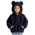 thumbnail image 5 of MKOSPLRT Kids Plush Sherpa Fleece Full-Zip Hooded Teddy Winter Jacket Warm Fuzzy Fleece Outerwear with Pocket 0-6 Years, 5 of 7