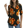 thumbnail image 4 of LETDIOSTO Womens Plus Size Shirts 3/4 Roll Sleeve V Neck Floral Flowy Blouses Tunic Tops, 4 of 6