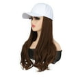 thumbnail image 2 of LINMOUA Casquette de Baseball avec Extensions de Cheveux Longue Coiffure Bouclée Ajustable Perruque Amovible Chapeau 17.7 Pouces pour Femme Fille, 2 of 5