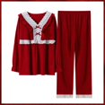 thumbnail image 3 of Pijamas de algodón para mujer, ropa de dormir de manga larga, roja, para boda, regalo de Navidad, primavera y otoño, 2 uds., 3 of 4