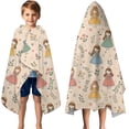 thumbnail image 3 of Beige Princess Leaf Pattern Hooded Bath Towel，50"x30" for Ages 3 To 12 Kids, Quick Dry Lightweight Soft Microfiber Hood Beach Towel Cover Up for Kids, 3 of 7