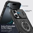 thumbnail image 2 of for iPhone 13 Pro Max Magnetic Case with 360° Rotating & 180° Flip Ring Stand & Sliding Camera Cover, Slim Hybrid Shockproof Protective Anti-Scratch Lightweight Back Cover, Black, 2 of 6