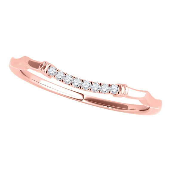 Aonejewelry 0.04 Carat Diamond Delicate Wedding Band for Women In 10K Solid Rose Gold
