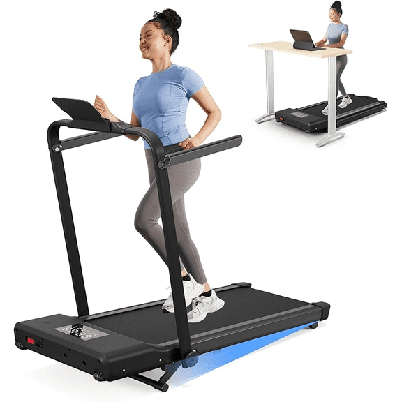Walking Pad Treadmill with Incline and Handle Bar, 3.0 HP Foldable Treadmills 300LBS Capacity Folding Walking Pad 3 in 1 Under Desk Treadmill Remote Control with APP