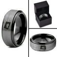 thumbnail image 4 of Tungsten North Dakota The Peace Garden State Bison Band Ring 8mm Men Women Comfort Fit Black Step Bevel Edge Brushed Gray Polished, 4 of 4