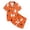 Orange, variant on Leey-World Girls Satin Pajama Set Girls Silk Satin Pajama Set Print Short Sleeve Button Shirts Shorts 2 Sleepwear