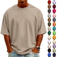 thumbnail image 2 of TQWQT Oversized Tshirts for Men Crew Neck Short Sleeve T Shirts Soft Loose Fit Solid Basic Tees Casual Drop Shoulder Plain Tops Yellow L, 2 of 5