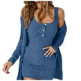 thumbnail image 2 of KANG Sleeveless Dress And Cardigan Two Piece Soft Ribbed Knit Tunic Tank Maxi Long Dress With Open Front Coat Casual Outfit, 2 of 8