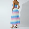 thumbnail image 4 of Blotona Women's Spaghetti Strap Chiffon Rainbow Vacation Maxi Dress Multicolor Gradient Summer Plus Size Casual Sleeveless Slit Party Beach Holiday Dress, 4 of 9