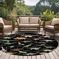 thumbnail image 4 of Black Dinosaur Round Area Rug 8Ft Washable Large Circle Rugs for Living Room Dorm, Vintage Letters Farm Animals Non-Slip Carpet Floor Mats Indoor Outdoor Carpet Runner Aesthetic Home Decor, 4 of 8