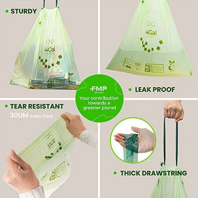 AYOTEE 4 Gallon Compostable Trash Bags,Drawstring 4 Gallon Trash Bag  Unscent, Compostable Small Trash Bags Drawstring for 4 Gallon-6 Gallon Trash  Can, Trash Bags for Bathroom, Office and Car - Yahoo Shopping