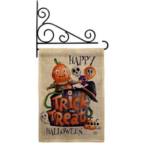 Ornament Collection GS190172-DB-03 Trick or Treat Day Falltime Halloween 13 x 18.5. in. Double-Sided Decorative Vertical House Garden Flag Set for Decoration Banner Yard Gift