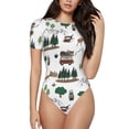 thumbnail image 1 of Balery Camping Caravan 2 Body de cuello redondo de manga corta para mujer Tops de manga corta Tops básicos-Small, 1 of 7