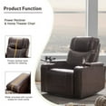 thumbnail image 6 of Brown Power Motion Recliner with USB Charging Port and Hidden Arm Storage 2 Convenient Cup Holders Design and 360° Swivel Tray Table, 6 of 19
