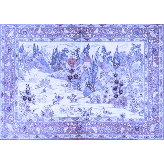 Ahgly Company Indoor Rectangle Animal Blue Traditional Area Rugs, 2' x 4'