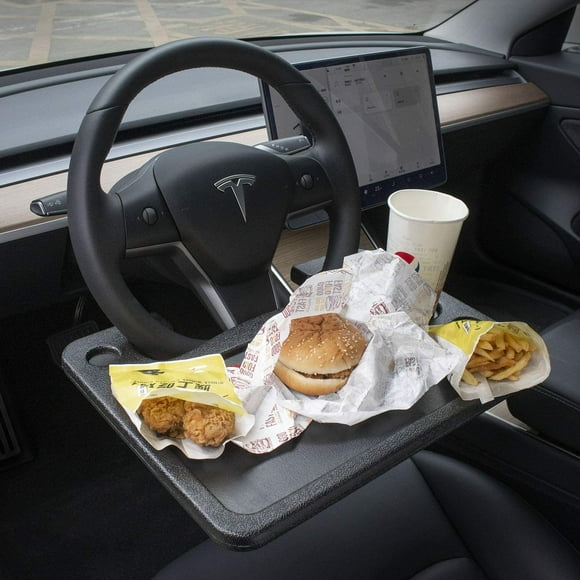 Tesla Model 3 Model Y S X Auto Steering Wheel Desk Car Table Steering Wheel Tray for Laptop, Tablet, iPad Or Notebook Car Travel Table, Food Eating Hook Eating Table