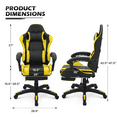thumbnail image 5 of MoNiBloom Swivel PC Gaming Chair, Ergonomic Faux Leather Recliner Seat with Footrest and Lumbar Support for Bedroom, Yellow, 5 of 13