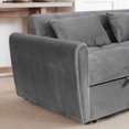 thumbnail image 4 of FFH 65" Convertible Futon Sofa Bed, Pull Out Sofa Bed with Adjustable Backrest, Velvet Loveseat Sleeper Sofa for Living Room, Dark Gray, 4 of 8