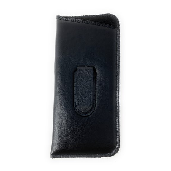 Soft Slip-In Eyeglasses Readers Case Holder Belt Holster Pouch w Clip, Black