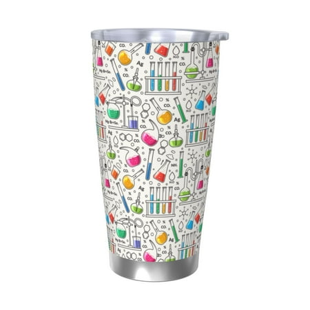 

Logiee Chemical Flasks And Test Tubes Print 20OZ Car Cup with Lid Stainless Steel Vacuum Insulated Double Wall Travel Tumbler Durable Insulated Coffee Mug Thermal Cup with Straw-Without Straw