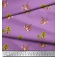 thumbnail image 2 of Soimoi Purple polyester Crepe Fabric Tree & Animals Dots Decor Fabric Printed Yard 52 Inch Wide, 2 of 5