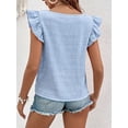 thumbnail image 7 of Yunliwuli Women's Shirred Tops Casual Slim Square Neck Fly Sleeve Solid Color T-Shirt for Summer, 7 of 7